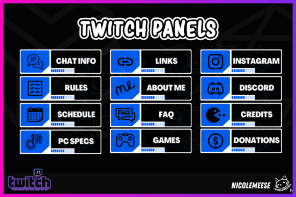 Download Twitch Panels Blue Twitch Overlays - Twitch overlays Collection